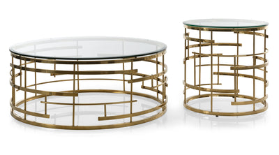 Dior Gold and Glass Coffee Table and End Tables by Decor-Rest accent on Home - Devos Furniture Inc.