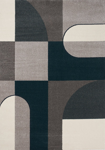 Safi Grey Blue Blocks Round Edges Rug by Kalora Interiors - Devos Furniture Inc.