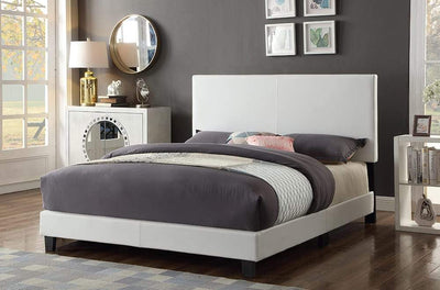White PU Upholstered Platform Bed with Headboard T2110W Single, Double, Queen, King - Devos Furniture Inc.