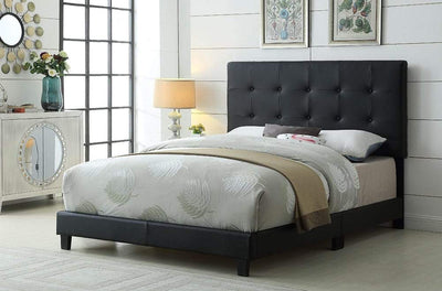 Black PU Upholstered Platform Bed with Button Tufted Headboard T2113B Single, Double, Queen, King - Devos Furniture Inc.