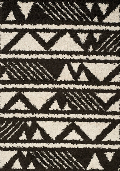 Maroq Black Cream Banded Peaks Rug by Kalora Interiors - Devos Furniture Inc.