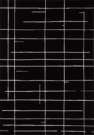 Ice Black White Lines Rug by Kalora Interiors - Devos Furniture Inc.