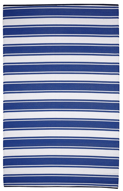 Fiesta FIE-4511-BLUE Indoor Outdoor Blue Band Reversible Plastic Area Rug By Viana Inc - Devos Furniture Inc.