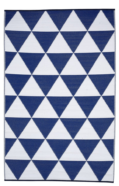 Fiesta FIE-4515-BLUE Indoor Outdoor Blue Triangle Reversible Plastic Area Rug By Viana Inc - Devos Furniture Inc.