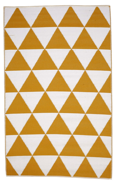 Fiesta FIE-4515-YELL Indoor Outdoor Ochre Triangle Reversible Plastic Area Rug By Viana Inc - Devos Furniture Inc.