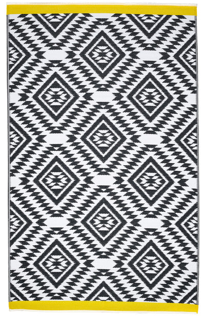 Fiesta FIE-5435-YELL Indoor Outdoor Moroccan Ochre Yellow Band Reversible Plastic Area Rug By Viana Inc - Devos Furniture Inc.