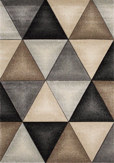 Freemont Grey Beige Brown Triangles Rug by Kalora Interiors - Devos Furniture Inc.