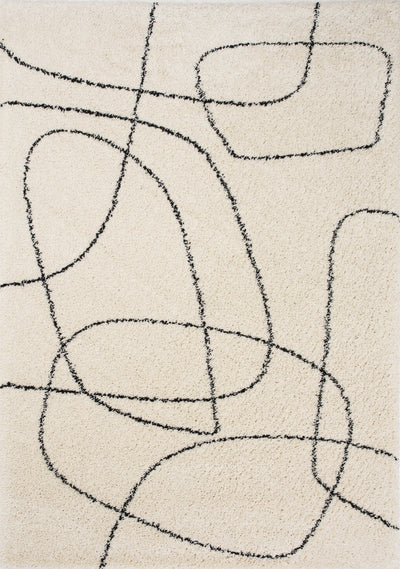 Maroq Cream Black Simple Shapes Rug by Kalora Interiors - Devos Furniture Inc.