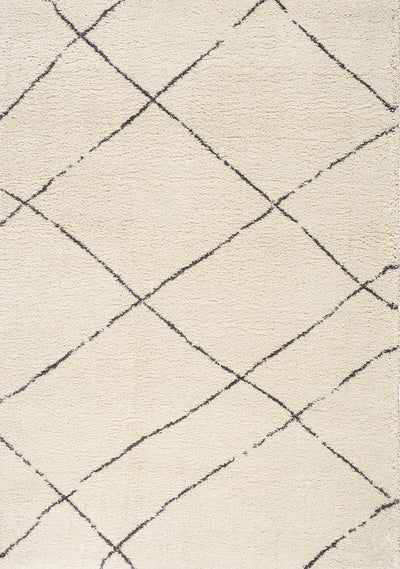 Maroq Cream Grey Uneven Trellis Rug by Kalora Interiors - Devos Furniture Inc.