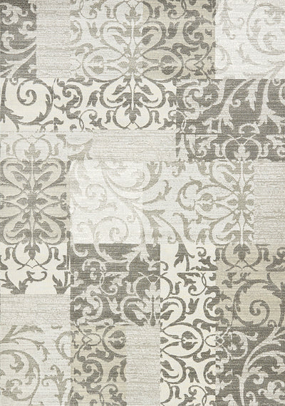 Intrigue Grey Damask Patchwork Rug by Kalora Interiors - Devos Furniture Inc.