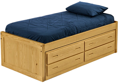 Captain's Bed, 4 Drawer Unit, Queen, 26" Headboard and Footboard, By Crate Designs. 4510. - Devos Furniture Inc.