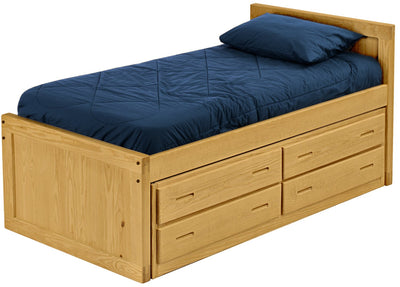 Captain's Bed with 4 Drawer Unit, Twin, 39" Headboard and 26" Footboard, By Crate Design. 4011 - Devos Furniture Inc.