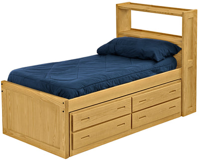 Captain's Bookcase Bed with Drawer, Twin, By Crate Designs. 4355 - Devos Furniture Inc.
