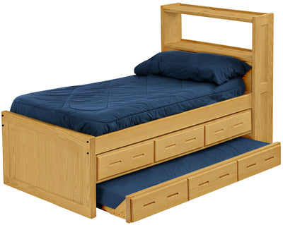 Captain's Bookcase Bed with Drawers and Trundle Bed, Twin, By Crate Designs. 4355 - Devos Furniture Inc.