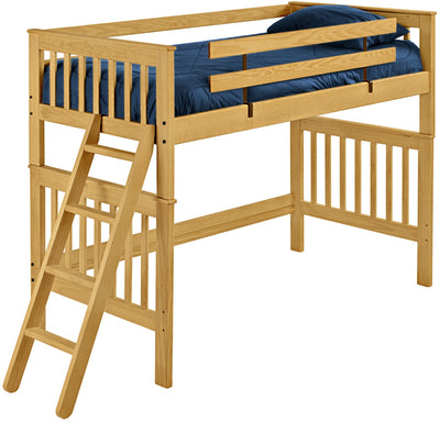 Mission Loft Bed with Ladder and Guardrails, Twin, By Crate Designs. 4705A - Devos Furniture Inc.