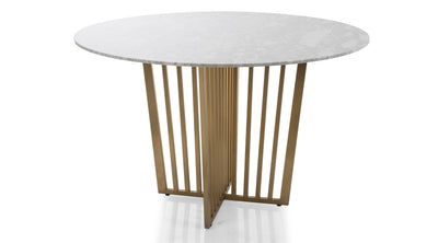 Adalena Round Marble and brushed gold dining table by decor-rest accent on home - Devos Furniture Inc.