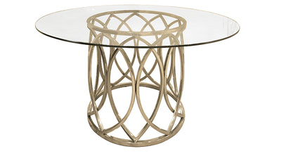 Anna round glass and brass dining table by decor-rest accent on home - Devos Furniture Inc.