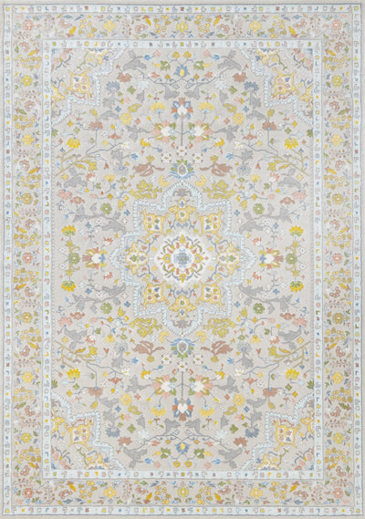 Belle Cream Yellow Blue Classic Border Rug by Kalora Interiors - Devos Furniture Inc.