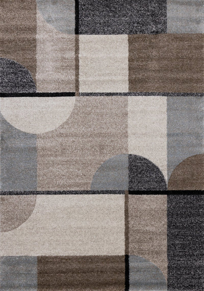 Breeze Cream Brown Grey Geometric Shapes Rug by Kalora Interiors - Devos Furniture Inc.