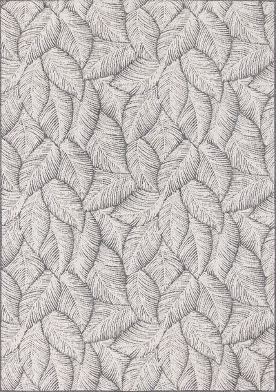 Bristol Grey White Leaf Pattern Indoor/Outdoor Reversible Rug by Kalora Interiors - Devos Furniture Inc.