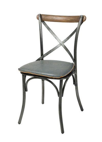 Metal Crossback Chair With Grey Seat Cushion by LH Imports - Devos Furniture Inc.
