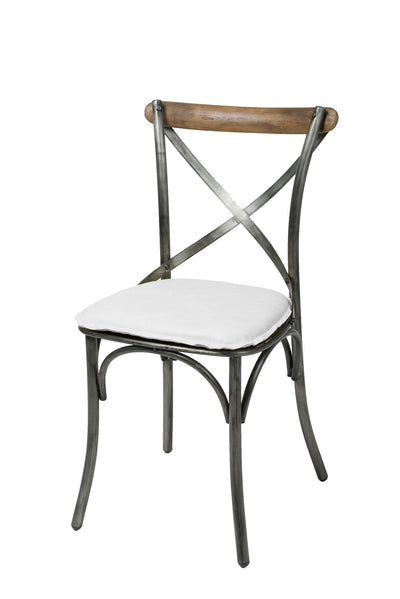 Metal Crossback Chair With White Seat Cushion by LH Imports - Devos Furniture Inc.