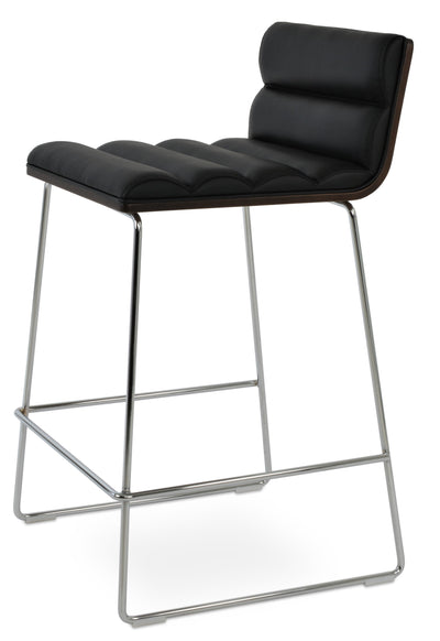 Corona - Comfort Wire Stool with Black Leatherette and Chrome Wire Base by BNT sohoConcept - Devos Furniture Inc.