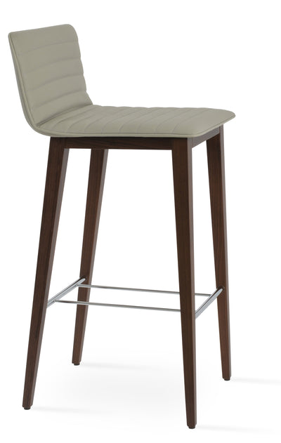 Corona - Full UPH Stool with Light Grey Leatherette and Beech Walnut Finished Wood Base by BNT sohoConcept - Devos Furniture Inc.