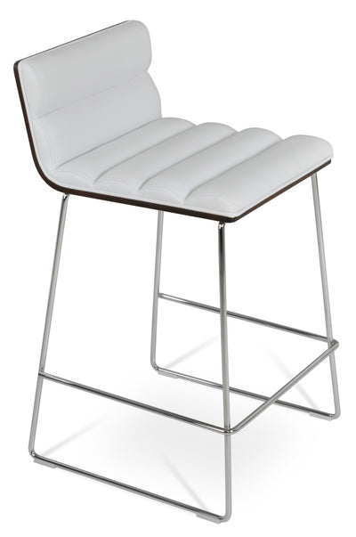 Corona - Comfort Wire Stool with White Leatherette and Chrome Wire Base by BNT sohoConcept - Devos Furniture Inc.