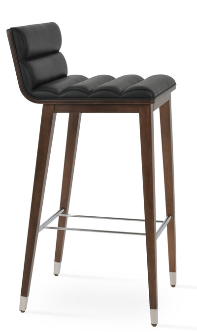 Corona - Comfort Stool with Black Leatherette Seat and Beech Walnut Finished Wood Base by BNT sohoConcept - Devos Furniture Inc.