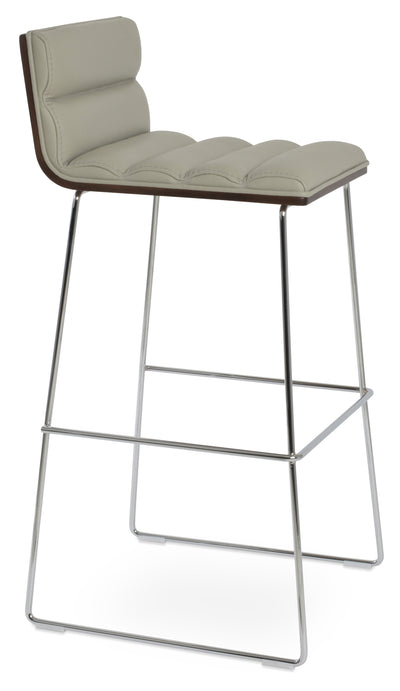 Corona - Comfort Wire Stool with Light Grey Leatherette and Chrome Wire Base by BNT sohoConcept - Devos Furniture Inc.