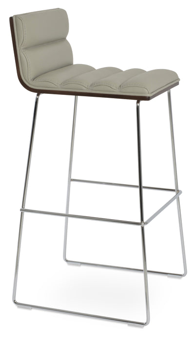 Corona - Comfort Wire Stool with Light Grey Leatherette and Chrome Wire Base by BNT sohoConcept - Devos Furniture Inc.