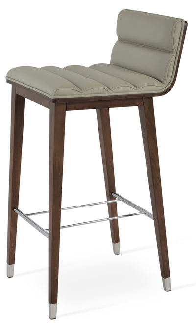 Corona - Comfort Stool with Light Grey Leatherette Seat and Beech Walnut Finished Wood Base by BNT soho Concept - Devos Furniture Inc.