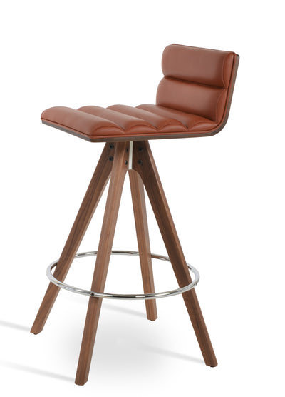 Corona - Comfort Pyramid Swivel Stool with Cinnamon PPM Seat and Beech Walnut Finished Wood Base by BNT sohoConcept - Devos Furniture Inc.