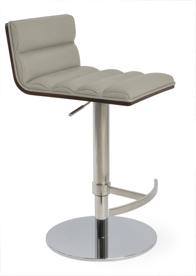 Corona - Comfort Piston Stool with Light Grey Leatherette and Stainless Steel Base by BNT sohoConcept - Devos Furniture Inc.