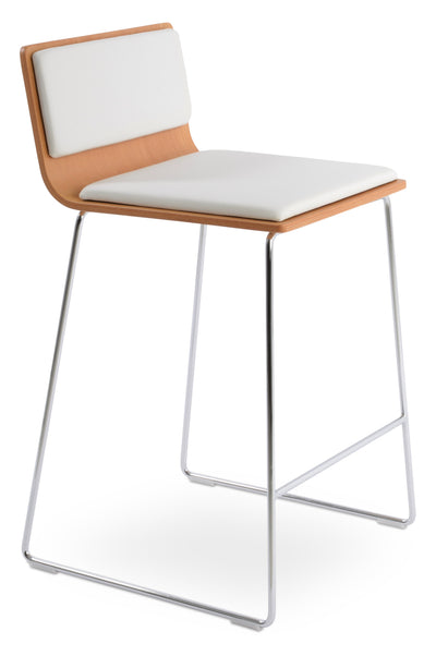 Corona - Wire Stools with White Leatherette Seat and Chrome Wire Base by BNT sohoConcept - Devos Furniture Inc.
