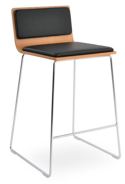 Corona - Wire Stools with Black Leatherette and Chrome Wire Base by BNT sohoConcept - Devos Furniture Inc.