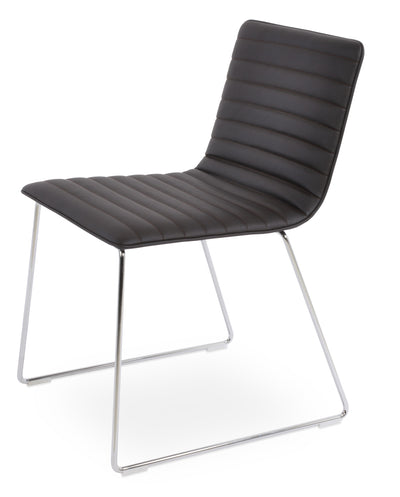 Corona - Wire Full UPH Chair with Brown Leatherette Seat and Chrome Wire Base by BNT sohoConcept - Devos Furniture Inc.