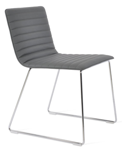 Corona - Wire Full UPH Chair with Grey Leatherette Seat and Chrome Wire Base by BNT sohoConcept - Devos Furniture Inc.