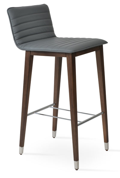 Corona - Full UPH Stool with Grey Leatherette Seat and Beech Walnut Finished Wood Base by BNT sohoConcept - Devos Furniture Inc.