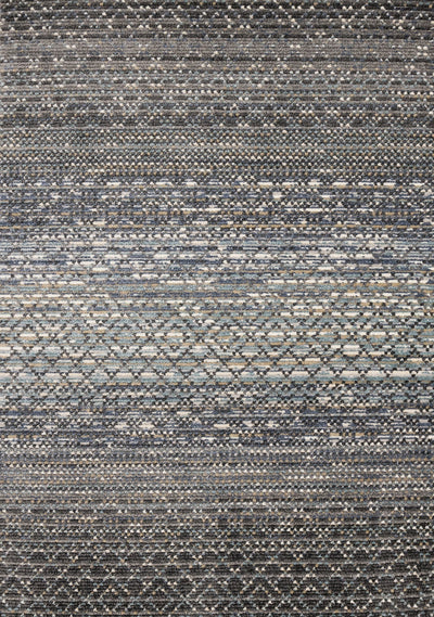 Calabar Blue Grey White Banded Pattern Rug by Kalora Interiors - Devos Furniture Inc.