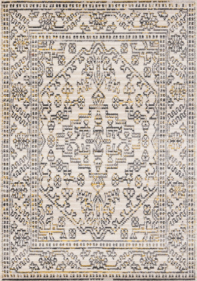 Calabar Cream Grey Yellow Elaborate Border Rug by Kalora Interiors - Devos Furniture Inc.