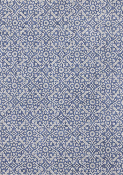 Canopy Blue Damask Flatweave Outdoor Rug by Kalora Interiors - Devos Furniture Inc.