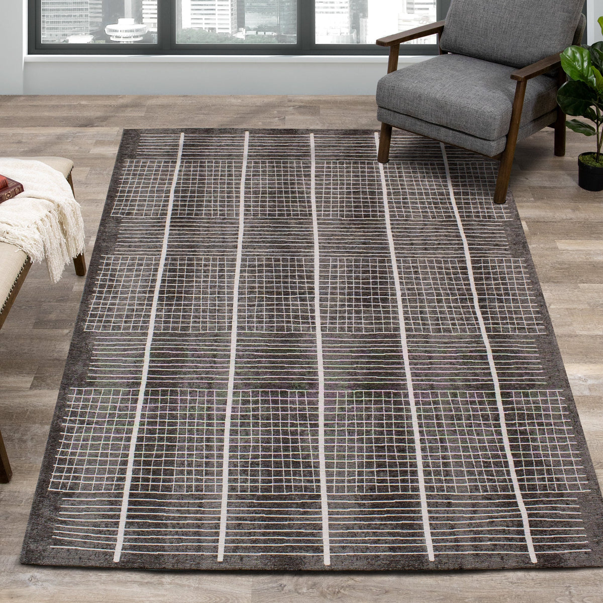 Cathedral Grey Grid Patterns Rug by Kalora Interiors | Cheap Rugs ...
