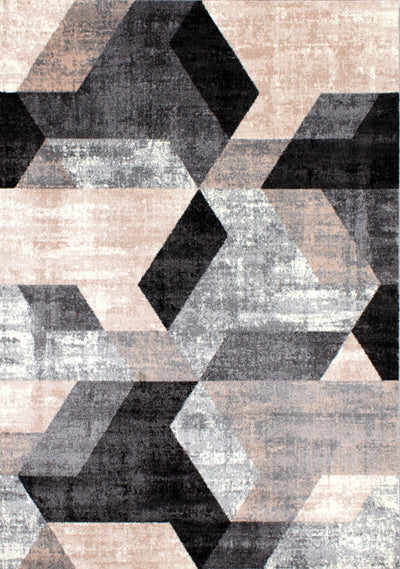Dais 18063_128 Geometric Gray Pink Hexagons Area Rug by Novelle Home - Devos Furniture Inc.