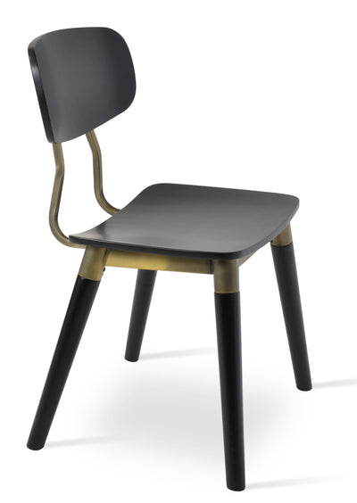 Esedra - Dining Chair with Plywood Black Veneer Seat and Black Finished Base by BNT sohoConcept - Devos Furniture Inc.