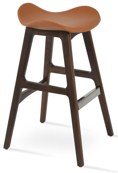 Falcon - Wood Stool with Caramel PPM Seat and Beech Walnut Finished Wood Base by BNT sohoConcept - Devos Furniture Inc.