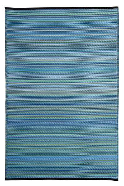 Fiesta FIE-1099BLU Outdoor Plastic Blue Striped Area Rug By Viana Inc - Devos Furniture Inc.