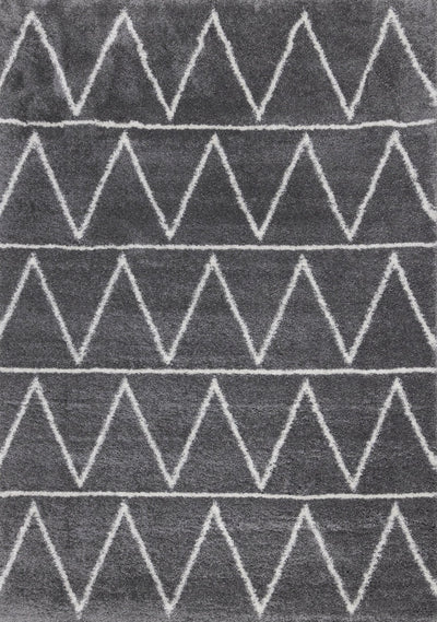 Fergus Grey White Mountain Rows Shag Rug by Kalora Interiors - Devos Furniture Inc.