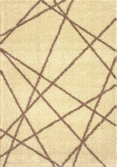 Fergus Cream Beige Lines Crossing Shag Rug by Kalora Interiors - Devos Furniture Inc.